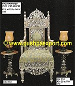 Silver Maharaja Chair (52"H-Set of 1 Chair+2 Side Stools)